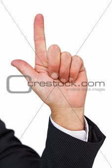 Hand of a businessman pointing