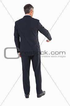 Rear view of a businessman doing gesture