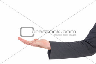 Businessman holding his hand out