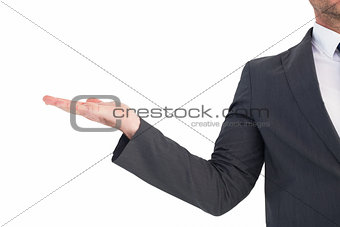 Businessman with his hand out