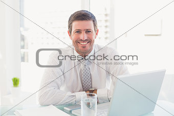 Smiling businessman at desk