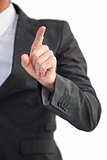 Businessman pointing his finger at camera