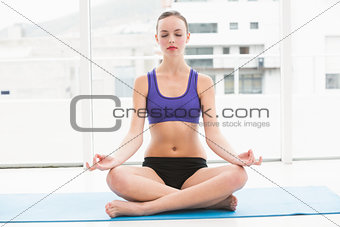 Fit brunette sitting in lotus pose