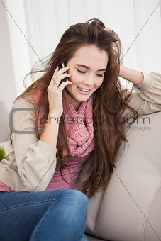 Pretty brunette on the phone
