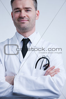 self confident available doctor in white coat