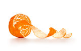 Peeled tangerine or mandarin fruit isolated on white background 