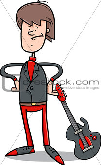 rock man with guitar cartoon