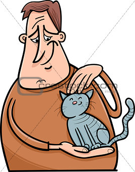 man and cat cartoon illustration