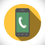 Handset sign in phone Icon Symbol. Flat Design collection