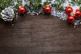 Christmas background with colorful red baubles