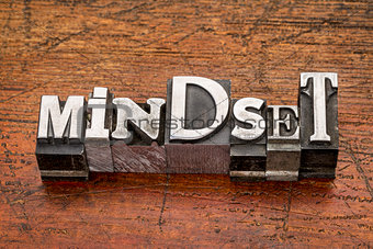 mindset word in metal type