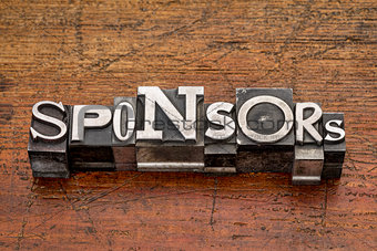 sponsors word in metal type