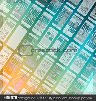 Modern high tech background design with a lot of transparent devices mockup