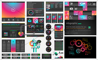 UI flat design web elements and layouts with infographics 