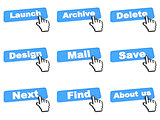 Blue Web Buttons with Hand Cursor.