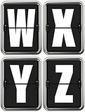 Letters W X V Z on Mechanical Scoreboard.