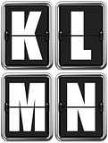 Letters K, L, M, N on Mechanical Scoreboard.