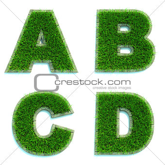Letters A, B, C, D as Lawn - Set of 3d.