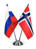 Russia and Norway  - Miniature Flags.