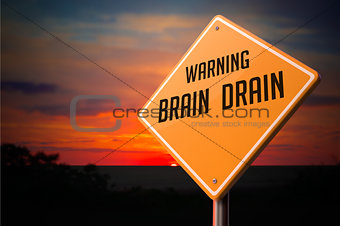 Brain Drain on Warning Road Sign.