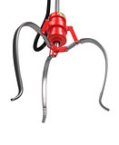 Closed Metal Robotic Claw in Red Color.