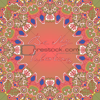 Valentines day card with abstract Ornament Vector