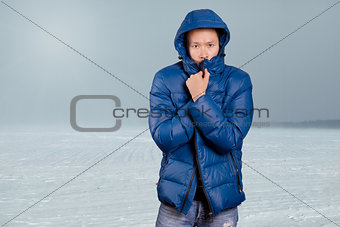 Asian Man in Down Padded Coat