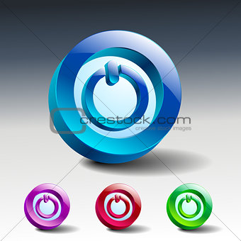Red round button with start icon