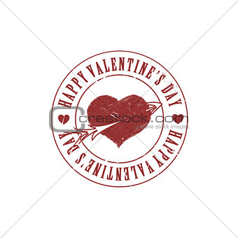 Red Valentine heart and arrow grunge stamp