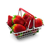 Strawberries in a shopping cart