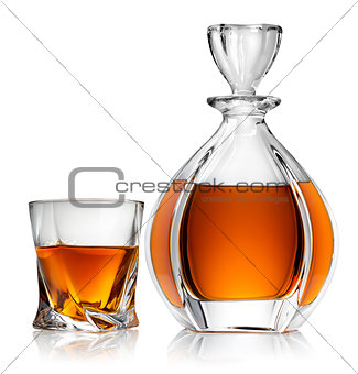 Carafe and glass of whiskey