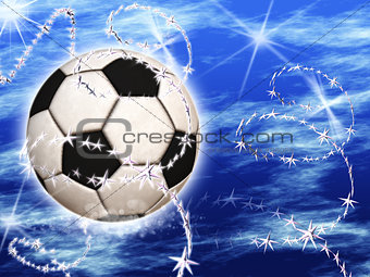Soccer Ball in the blue starry sky