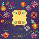 Retro floral background with frame