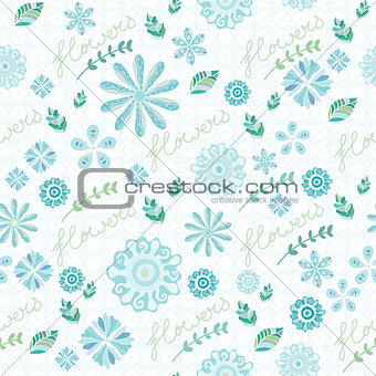 Seamless background of leaves and  flowers