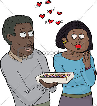 Isolated Happy Couple with Candy