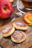 Cheese pancakes with baked apples