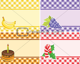 set of vector checkered backgrounds frames of different colors. 