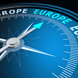 Europe word on compass