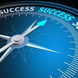 Success word on compass