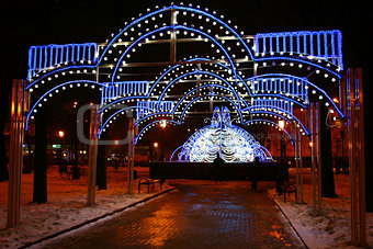 Christmas fountain at the Minin square Nizhny Novgorod