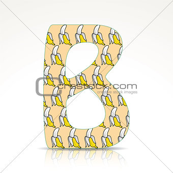 The letter B of the alphabet made of Bananas
