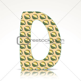 The letter D of the alphabet made of Durian