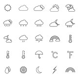 Weather line icons on white background