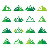 Mountain vector green icons set