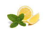 Sliced lemons with mint isolated