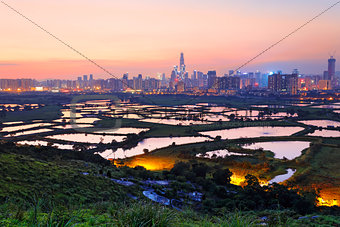 hong kong countryside sunset
