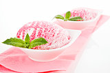 Fruit ice cream in bowls.