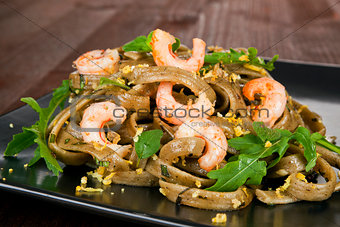 Delicious shrimp pasta.
