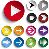 Set of Arrows on Colorful Buttons