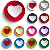 Set of Valentine Day Colorful Heart Button